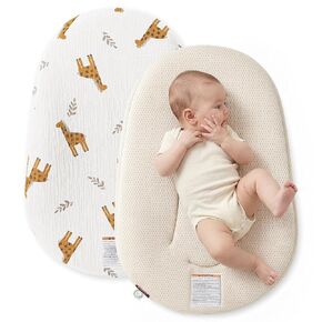 Momcozy Baby Lounger, Infant Support Cushion with Soft Breathable Natural Cotton Cover, Great for Newborns, Portable & Machine Washable, Mint Green in Kuwait