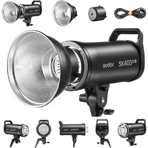GODOX SK400IIIV (2026 Upgrade) Studio Strobe Light 400Ws GN65, 0.1-1.5s Recycle Time, Bowens Mount, LED Modeling Lamp, 2.4G Wireless Flash for Studio Product Photography, Portraits, Wedding Shoots in Kuwait