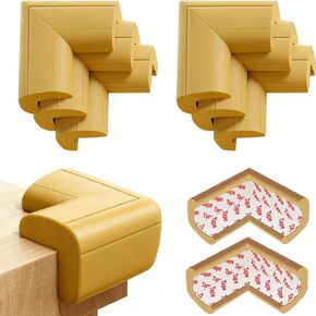 8 Pack Large Table Corner Protector for Kids, Baby Proofing Soft Rubber Foam Cushion Corner Covers, Heavy-Duty Corner Bumper Guards for Furniture Stair Cabinet Fireplace - Pre-Taped, Black in Kuwait