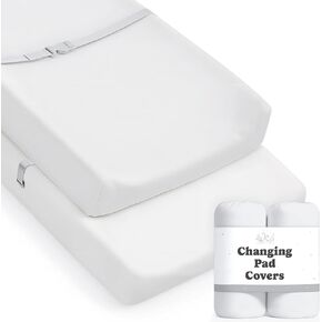 Baby Changing Pad Cover 2-Pack for Boys, Girls (Moonlit White) - Premium Fitted Sheets Baby Diaper Changing Table Cover - Buttery Soft Cotton Blend in Kuwait