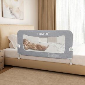 HOMEAL Bed Rail for Toddlers，47" x 26" Grey, Long Tall Foldable Baby Bed Rail Guard for Easy Use and Storage, U-Shaped Base Width Increased by 4", Suitable for Twin, Full, Queen, King Size Bed in Saudi Arabia