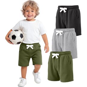 3 Pack Toddler Boys Shorts Baby Boys Cotton Summer Pull On Elastic Waist Back to School Shorts with Pockets in Kuwait