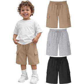 3 Pack Toddler Boys Cargo Shorts with 4 Pockets Elastic Waist Drawstring Soft Summer Bottoms Shorts for Baby 18M-5T in Saudi Arabia