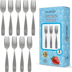 9 Piece Stainless Steel Kids Spoons - Child and Toddler Safe Flatware - Kids Utensil Set - Metal Kid Cutlery Set, Dinner Spoon Set for Dessert - Includes a Total of 9 Small Spoons in Kuwait