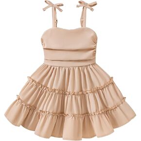Toddler Girl Dress Kids Halter Sundress Casual Smocked Dresses Ruffle Hem Beach Summer Dresses in Kuwait