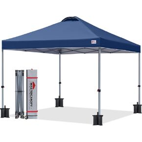 MASTERCANOPY 10x10 Pop Up Canopy Tent, 1 Person Setup Instant Shelter,Outdoor Portable Beach Canopy with Roller Bag, 4 Sandbags, 4 Ropes, 8 Stakes (10x10, White) in Kuwait