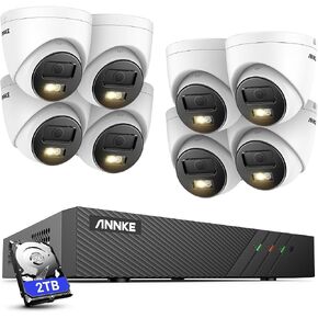 ANNKE AH500 3K AI PoE Security Camera System with Human/Vehicle Detection, 8 PCS IP67 Outdoor Cams with Smart Dual Light, 2.8mm Lens, Color Night Vision, 120 dB WDR, Built in Mic, 2TB Hard Drive in Kuwait