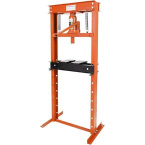 Professional 12 Ton Hydraulic Shop Press, h-Frame with Adjustable Height & 2 Stamping Plates, Heavy Duty Bench Top Tool for Garage, Bending, Straightening & Bearing Installation, Orange in Saudi Arabia