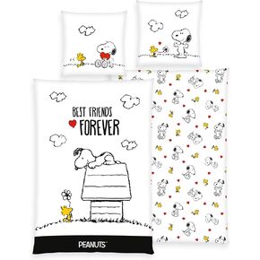 Herding Peanuts Best Friends Forever Snoopy Woodstock Bedding Set, Cotton, 135 x 200 cm, 80 x 80 cm, 100% Cotton, Branded Zip - All-In-One-Outlet-24 in Kuwait