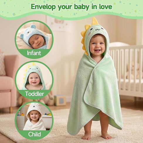 JATEBI 15 PCS Baby Bath Towels Set for Infants Toddlers Ultra Absorbent | 5 PCS Animal Hooded Baby Towels 10 PCS Washcloths Set Ultra Absorbent Cute Newborn Bath Essentials Gifts for Boys Girls in Kuwait