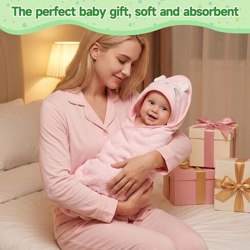 JATEBI 15 PCS Baby Bath Towels Set for Infants Toddlers Ultra Absorbent | 5 PCS Animal Hooded Baby Towels 10 PCS Washcloths Set Ultra Absorbent Cute Newborn Bath Essentials Gifts for Boys Girls in Kuwait