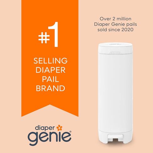 Diaper Genie Deluxe Gift Set Pail – Diaper Disposal Made in Stainless Steel | Hands-Free Foot Pedal & Easy-Glide Function| Includes 2 Easy Roll Refills (48 Bags) | Baby Shower Gift in Kuwait