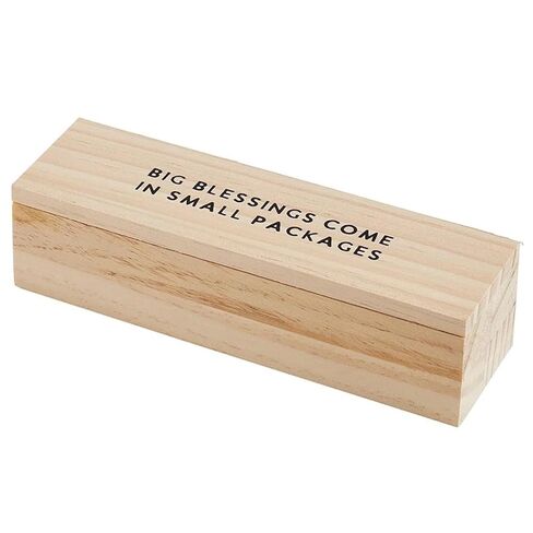 Stephan Baby Keepsake Box Pine Wood Memory Storage Case for Pregnancy Reveal Gift, 7" x 1.5", Big Blessings Come in Small Packages in Kuwait