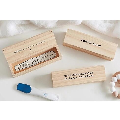 Stephan Baby Keepsake Box Pine Wood Memory Storage Case for Pregnancy Reveal Gift, 7" x 1.5", Big Blessings Come in Small Packages in Kuwait