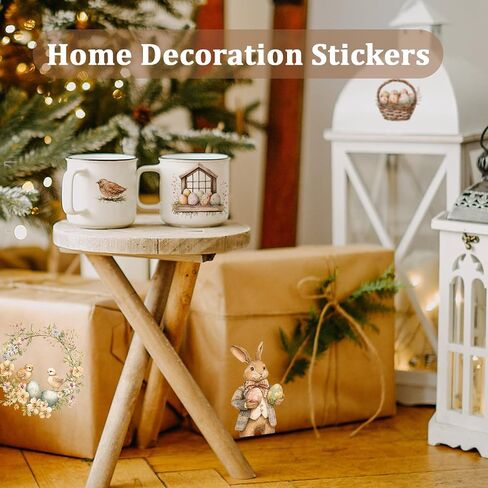 WANDIC 6PCS Easter Theme Rub On Transfer Stickers, Vintage Transfer Decals Rabbit Egg Theme Stickers for Furniture Scrapbooking Window, 15 * 30cm in Kuwait