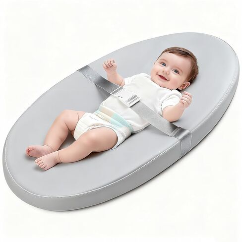 Baby Diaper Changing Pad, Wipeable Portable Baby Changing Pads for Dresser, Contoured Waterproof Changing Mat with PU Cover, Non-Slip Safety Belt & Bottom, Soft, Lightweight, Beige in Kuwait