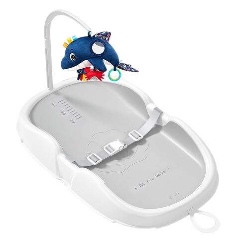 Baby Changing Pad, Wipeable Diaper Changing Mat with Tuck-Away Toy Bar, Waterproof & Non-Slip, Adjustable Safety Strap, Infant Diaper Change Pad Suitable for Dresser & Table (Grey) in Kuwait