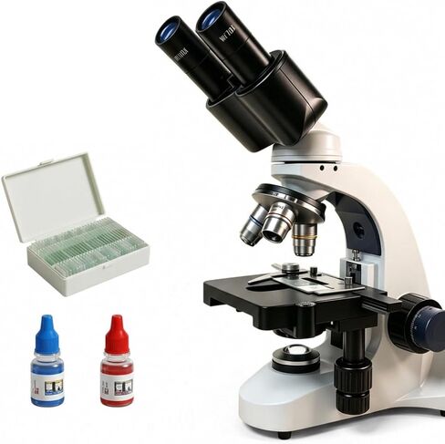Compound Binocular Microscope for Adults, Professionals & Kids, 40X-1600X Magnification with LED Illumination, Mechanical Stage, WF10x & WF16x Eyepieces，Suitable for Schools Home Labs Educational in Kuwait