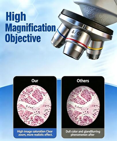 Compound Binocular Microscope for Adults, Professionals & Kids, 40X-1600X Magnification with LED Illumination, Mechanical Stage, WF10x & WF16x Eyepieces，Suitable for Schools Home Labs Educational in Kuwait
