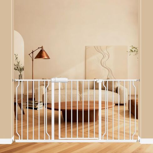 ALLAIBB 57.48-62.20" Extra Wide Pressure Mounted Baby Gate 30" Tall Black | Pressure/Hardware Mounted,Double-Lock,Wall Cups,Auto Close,One-Hand Walk Through,Metal,Ideal for Stairs,Doorways,Kitchen in Saudi Arabia