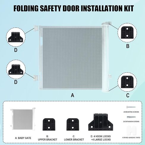 2 Sets Baby Retractable Gate Replacement Parts, Baby Door Extension Fittings Hardware Kit Extender Mount with 4 Latch 4 Bracket 1 Set of Screws & Four Adhesive Sheet for Safety Door Installation in Kuwait