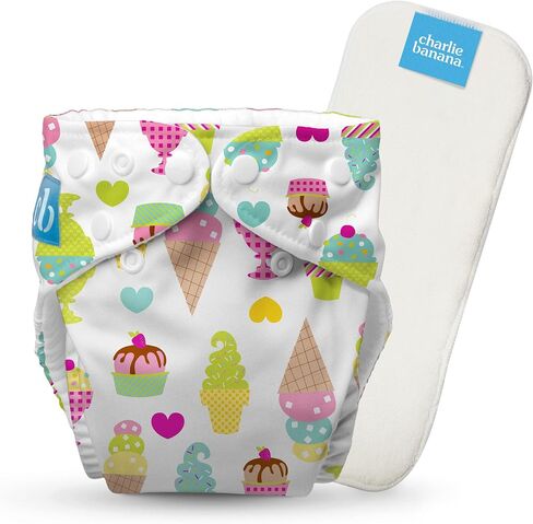 Charlie Banana Cloth Diapers, Reusable, Washable, Adjustable Newborn Size Diaper for Newborns and Babies (5-10lbs), with Absorbent Inserts - Sage, 1 Pack in Kuwait