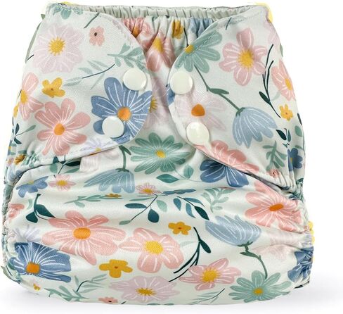BISENKID Waterproof Cloth Diaper Cover Reusable Swim Diaper - Adjustable Outer Shell Over an Absorbent Inner Layer to Prevent Urine Blowouts - Outer Flower, Size 2 (18-35lbs) in Kuwait