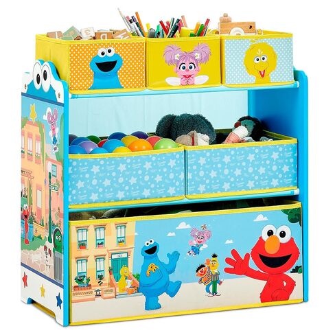 Delta Children - Sesame Street Design & Store 6 Bin Toy Storage Organizer - Greenguard Gold Certified, Blue in Kuwait