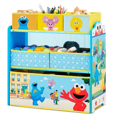 Delta Children - Sesame Street Design & Store 6 Bin Toy Storage Organizer - Greenguard Gold Certified, Blue in Kuwait