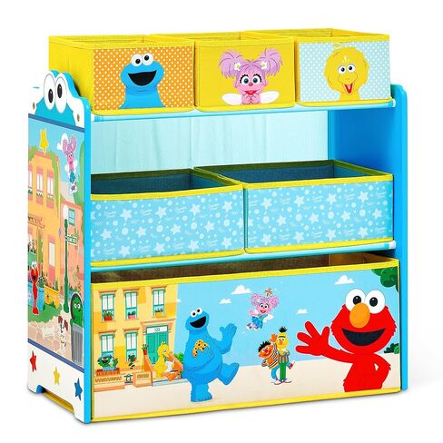Delta Children - Sesame Street Design & Store 6 Bin Toy Storage Organizer - Greenguard Gold Certified, Blue in Kuwait