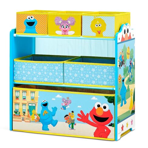 Delta Children - Sesame Street Design & Store 6 Bin Toy Storage Organizer - Greenguard Gold Certified, Blue in Kuwait