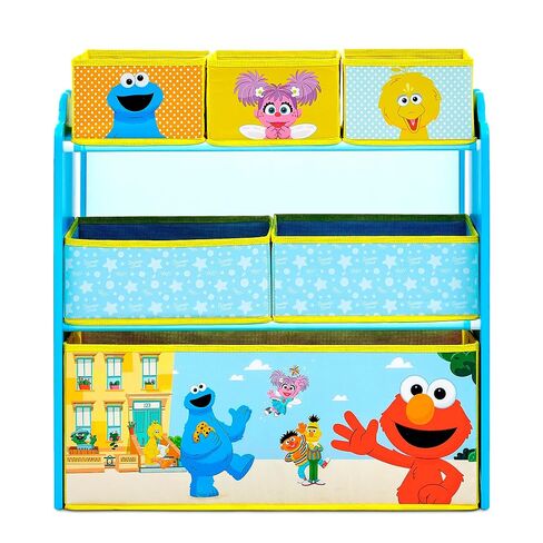 Delta Children - Sesame Street Design & Store 6 Bin Toy Storage Organizer - Greenguard Gold Certified, Blue in Kuwait