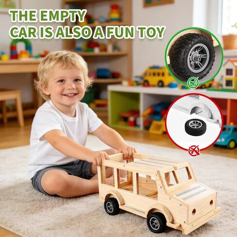 Bus Storage Shelf For Tonie Box 1/2 Magnetic Wooden Car Organizer Holder With Charger Cable Storage For Tonie Characters Display 30+Tonies Figures Tonie Player Xmas birthday gift for kids (Just shelf) in Kuwait