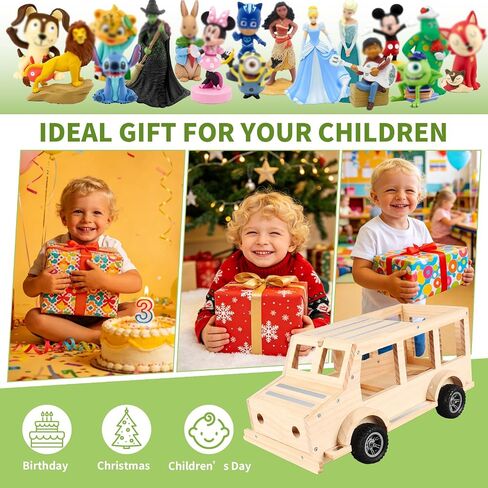Bus Storage Shelf For Tonie Box 1/2 Magnetic Wooden Car Organizer Holder With Charger Cable Storage For Tonie Characters Display 30+Tonies Figures Tonie Player Xmas birthday gift for kids (Just shelf) in Kuwait