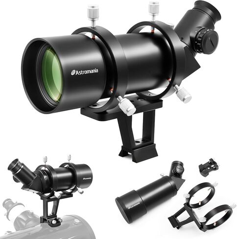 Astromania 10x60 Finderscope 45°Angled with Illuminated Reticle Eyepiece | Focal Length 248 mm,Convenient 45 Degree Comfortable View,Upright & Non-Mirrored Image,57-94 mm Focusing Working Distance in Kuwait