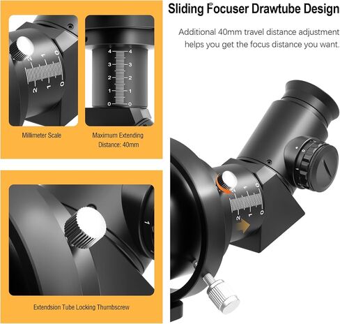 Astromania 10x60 Finderscope 45°Angled with Illuminated Reticle Eyepiece | Focal Length 248 mm,Convenient 45 Degree Comfortable View,Upright & Non-Mirrored Image,57-94 mm Focusing Working Distance in Kuwait