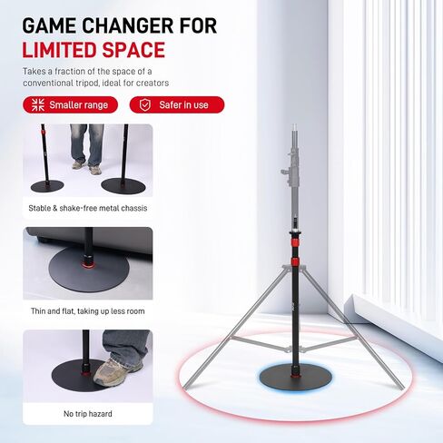 GVM Round Base Monopod 2 Pcs 61 ''Ready for Light Illuminat Anywhere Studio Light Stand with Flat Base Aluminum Camera Tripod Monopod Stand Payload 17 lb for Video Recording Live Streaming Interview in Kuwait