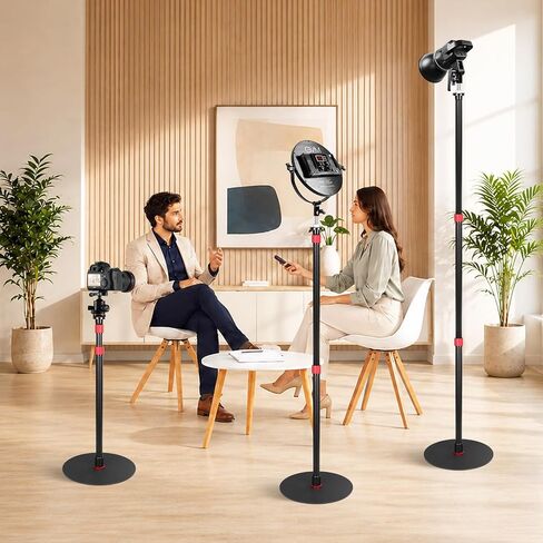 GVM Round Base Monopod 2 Pcs 61 ''Ready for Light Illuminat Anywhere Studio Light Stand with Flat Base Aluminum Camera Tripod Monopod Stand Payload 17 lb for Video Recording Live Streaming Interview in Kuwait