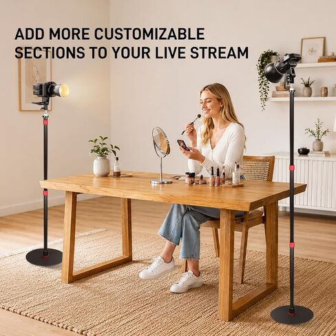 GVM Round Base Monopod 2 Pcs 61 ''Ready for Light Illuminat Anywhere Studio Light Stand with Flat Base Aluminum Camera Tripod Monopod Stand Payload 17 lb for Video Recording Live Streaming Interview in Kuwait