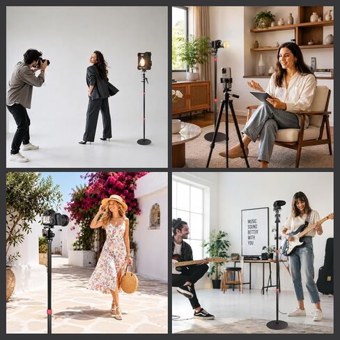 GVM Round Base Monopod 2 Pcs 61 ''Ready for Light Illuminat Anywhere Studio Light Stand with Flat Base Aluminum Camera Tripod Monopod Stand Payload 17 lb for Video Recording Live Streaming Interview in Kuwait