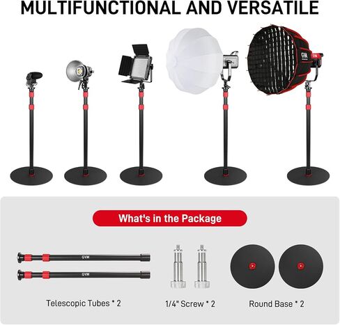 GVM Round Base Monopod 2 Pcs 61 ''Ready for Light Illuminat Anywhere Studio Light Stand with Flat Base Aluminum Camera Tripod Monopod Stand Payload 17 lb for Video Recording Live Streaming Interview in Kuwait