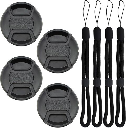 4-Pack 58mm Center Pinch Front Lens Cap with Adjustable Strap, for T7 T6 T5 T100 4000D T8i T7i T6s T6i T5i T4i T3i T2i T1i SL3 SL2 SL1 XSi XTi Cameras, EF-S 18-55mm in Kuwait