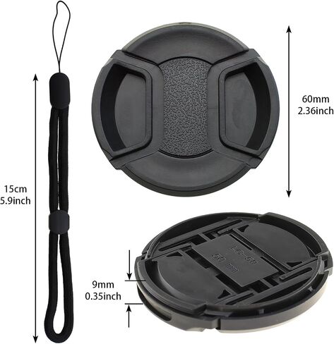 4-Pack 58mm Center Pinch Front Lens Cap with Adjustable Strap, for T7 T6 T5 T100 4000D T8i T7i T6s T6i T5i T4i T3i T2i T1i SL3 SL2 SL1 XSi XTi Cameras, EF-S 18-55mm in Kuwait