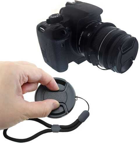 4-Pack 58mm Center Pinch Front Lens Cap with Adjustable Strap, for T7 T6 T5 T100 4000D T8i T7i T6s T6i T5i T4i T3i T2i T1i SL3 SL2 SL1 XSi XTi Cameras, EF-S 18-55mm in Kuwait