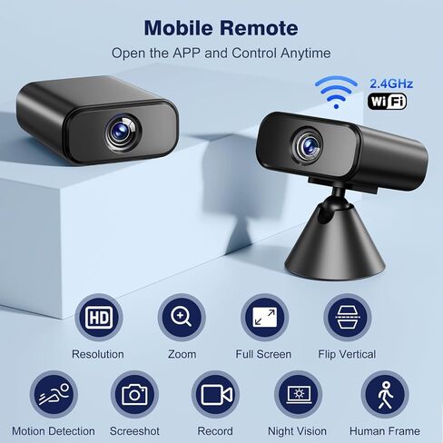 1080P Mini WiFi Camera, Wireless Nanny Cam Security Cameras,APP Control with Motion Detection and Night Vision, Rechargeable Battery Camera WiFi Indoor (2PCS) in Kuwait