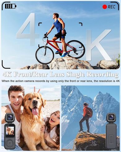 4K Vlogging Camera Pocket Action Cameras with Dual-Lens Mini Body Cam with Audio & Video Recording POV Handheld Camera wtih 32GB Card for Travel, Blogging, Daily Recording in Kuwait