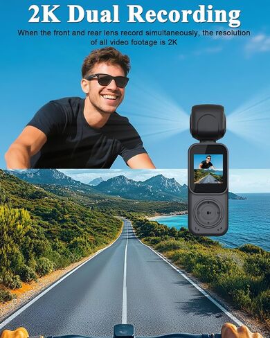 4K Vlogging Camera Pocket Action Cameras with Dual-Lens Mini Body Cam with Audio & Video Recording POV Handheld Camera wtih 32GB Card for Travel, Blogging, Daily Recording in Kuwait