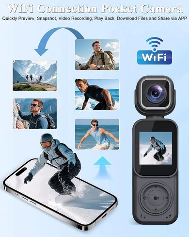 4K Vlogging Camera Pocket Action Cameras with Dual-Lens Mini Body Cam with Audio & Video Recording POV Handheld Camera wtih 32GB Card for Travel, Blogging, Daily Recording in Kuwait