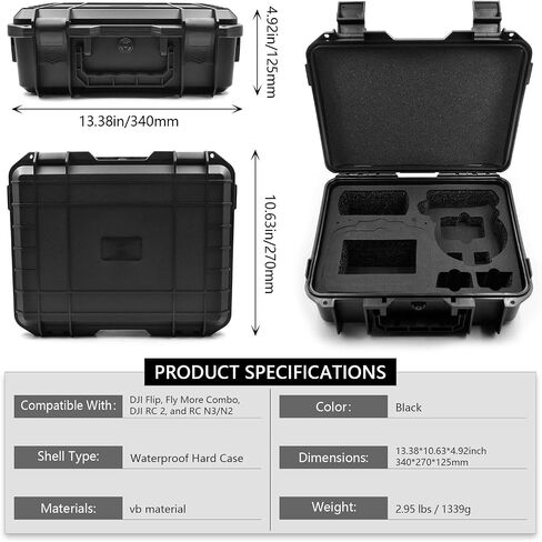 HESOYAM portable hard case for DJI Flip | holds Fly More kit, RC 2, RC N3/N2, batteries, charging hub & drone accessories in Kuwait