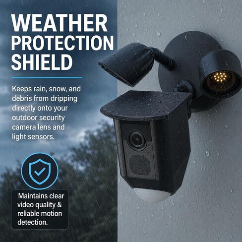 SplashNColor Rain Guard Cover for Ring Floodlight Cam – Weather Shield Drip Diverter | No-Drill Snap-On Fit | Outdoor Security Camera Lens Protector Sun Shade Hood in Kuwait